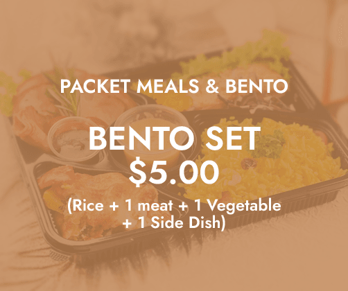 Packet Meals & Bento Sets $5/pax ($5.45 w/ GST) Min 60pax