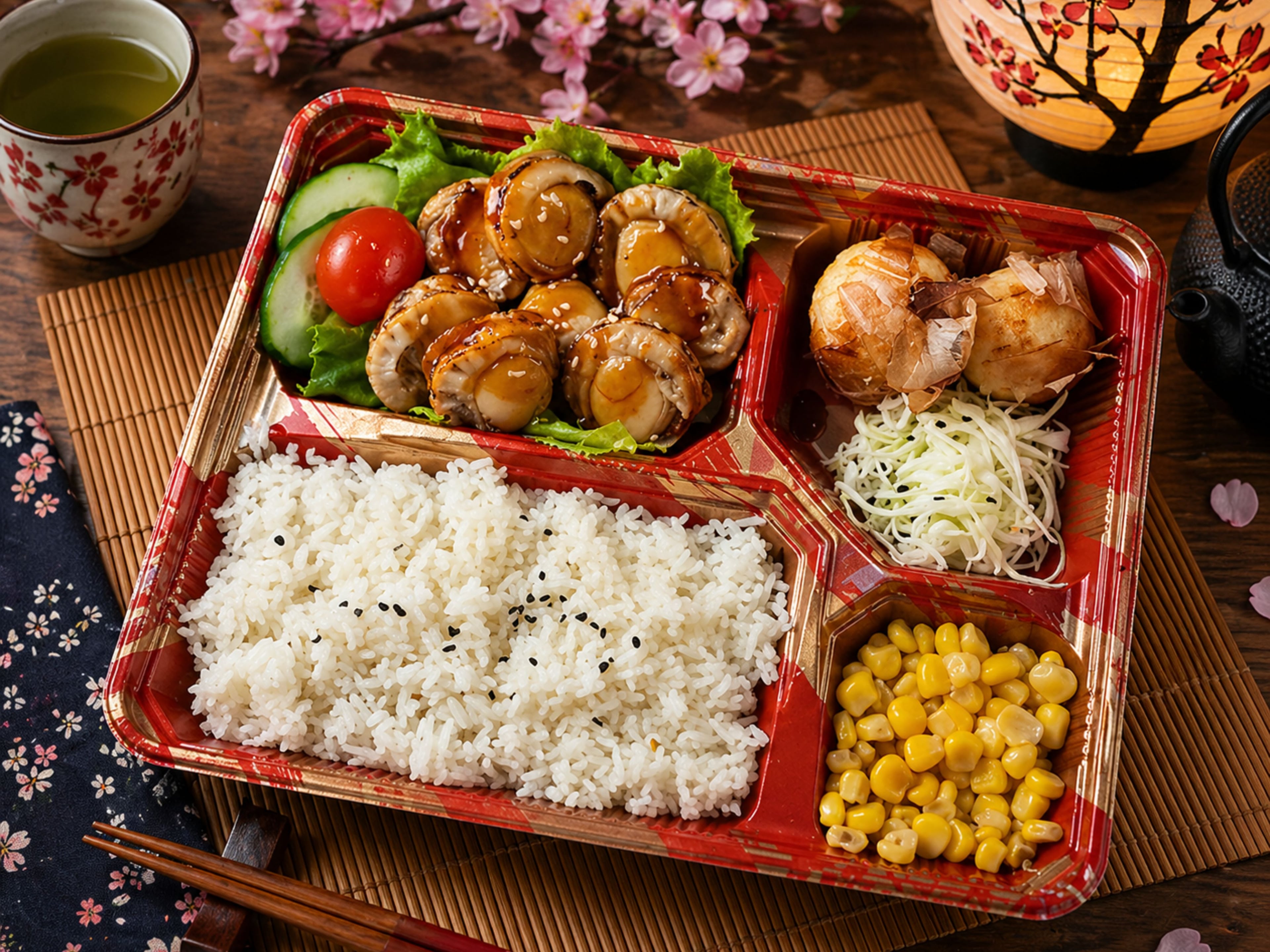 Japanese Bento Hotate Teriyaki Set $11.80 ($12.86 w/ GST) Min 30pax